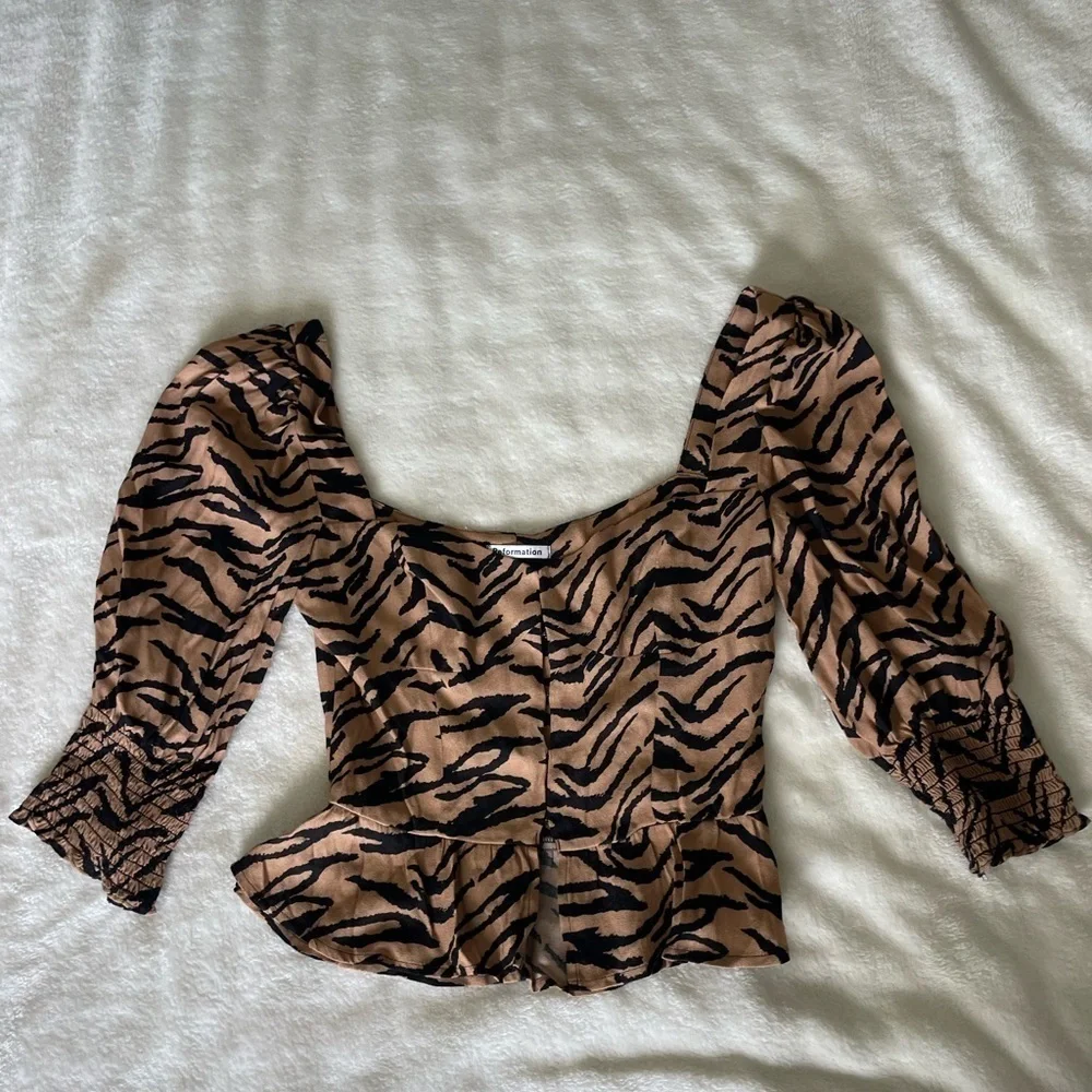 Reformation Dallas Crop AnimalPrint Blouse